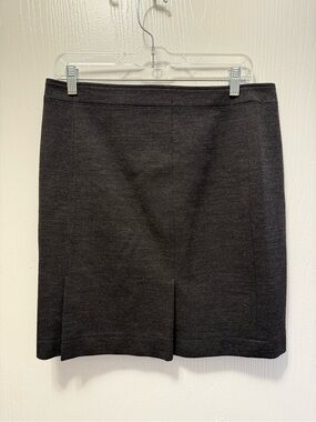 Burberry Brit Charcoal Gray Wool Blend Pencil Skirt Front Slit Tailored Size 10